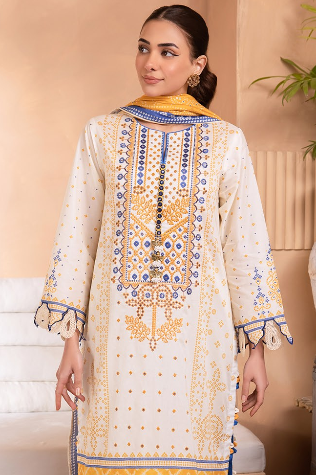 Zellbury Digital Embroidered Printed Summer Lawn Unstitched 3pc Suit-WUS24E31101