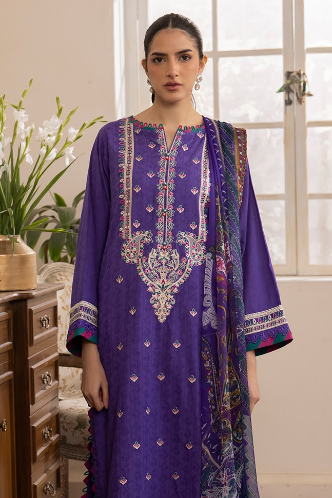 Zellbury Dyed Embroidered Self Jacquard Unstitched 3pc Suit-WUS24E31113