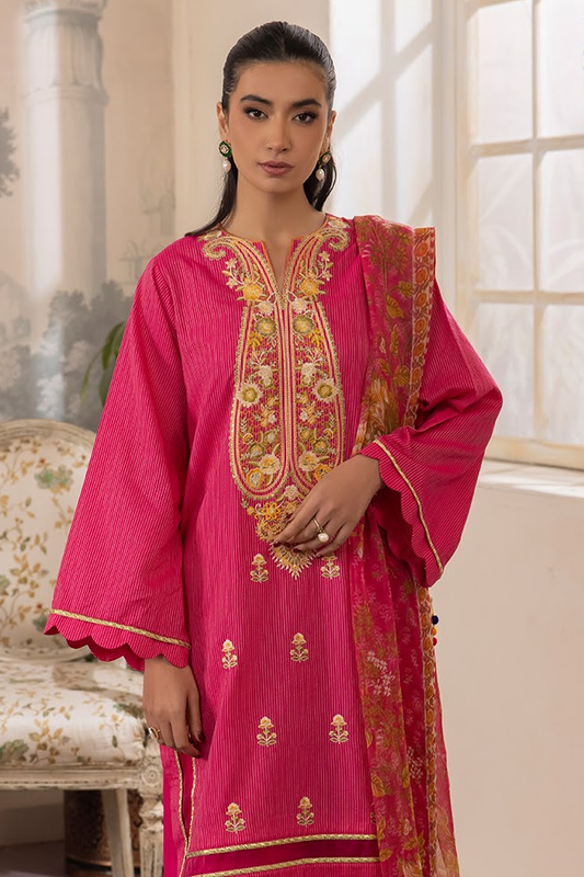 Zellbury Dyed Embroidered Zari Lawn Unstitched 3pc Suit-WUS24E31116