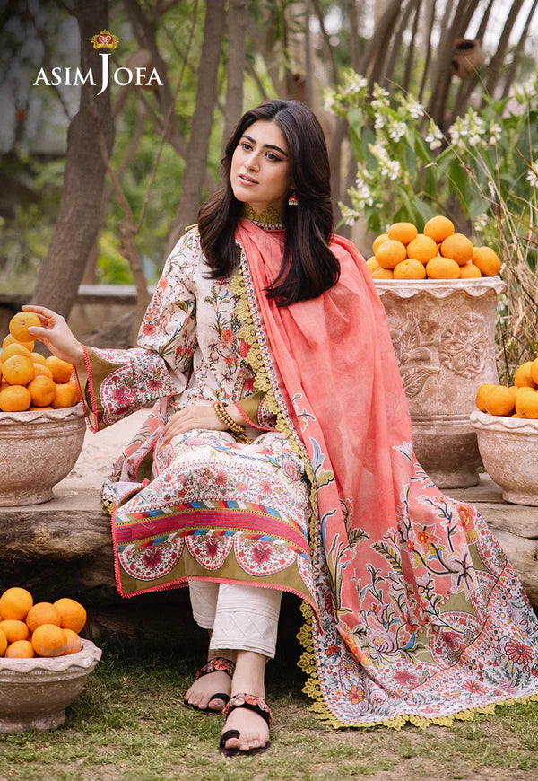 Asim Jofa Printed Lawn Unstitched 3pc Suit AJBU-08