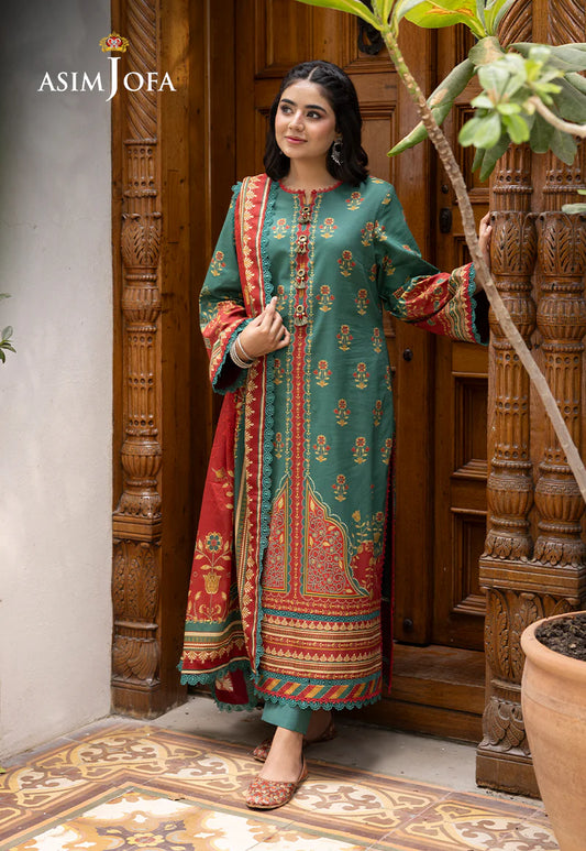 Asim Jofa Basic Digital Printed Lawn Unstitched 3Pc Suit AJGB-01