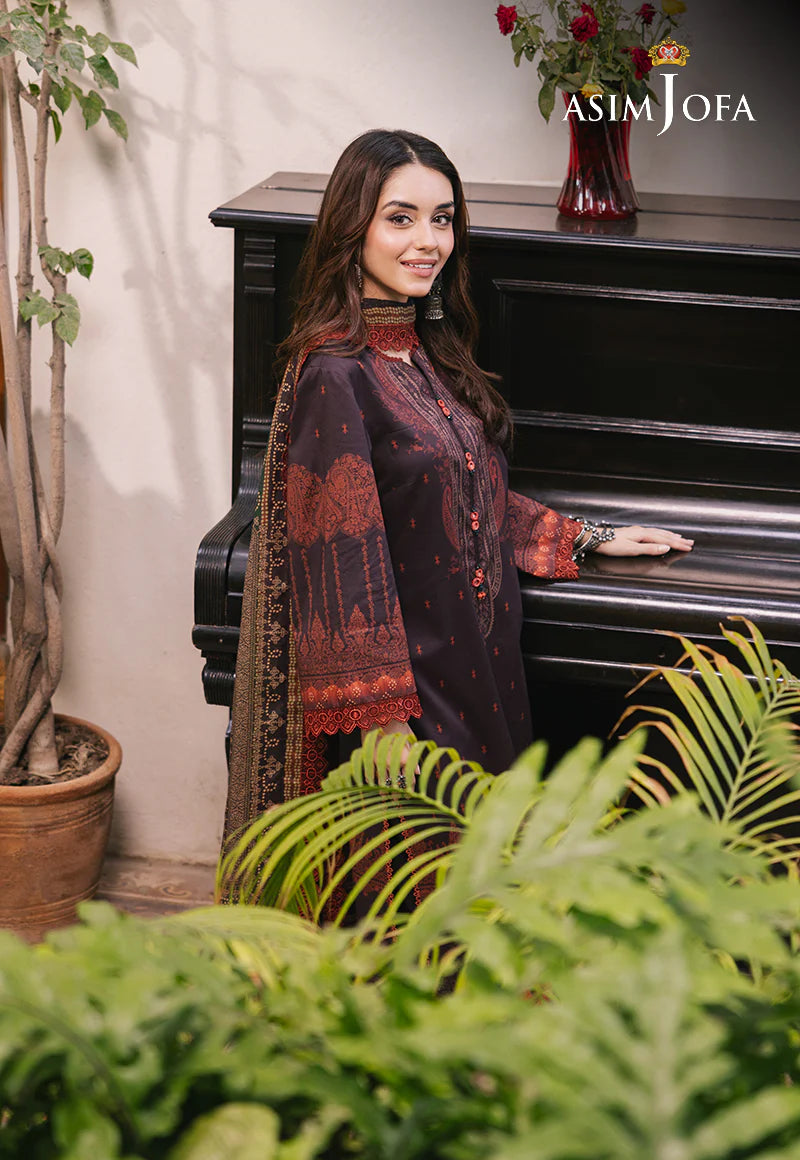 Asim Jofa Basic Digital Printed Lawn Unstitched 3Pc Suit AJGB-06