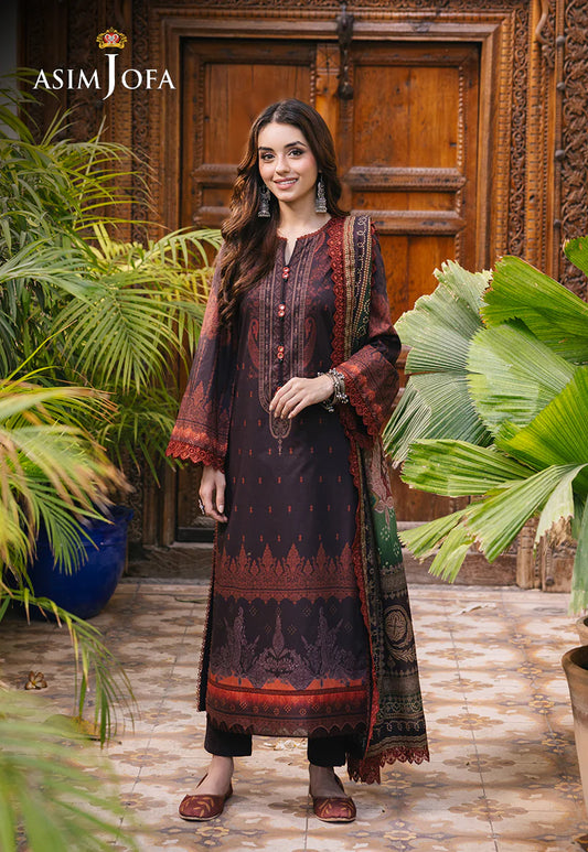 Asim Jofa Basic Digital Printed Lawn Unstitched 3Pc Suit AJGB-06