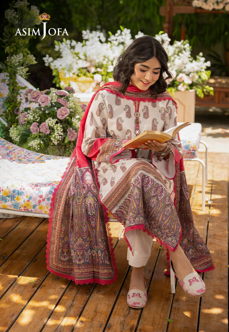 Asim Jofa Basic Digital Printed Lawn Unstitched 3Pc Suit AJGB-07