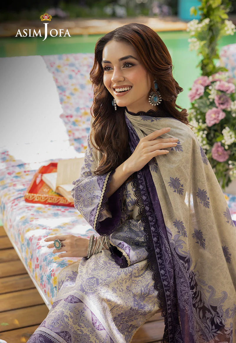 Asim Jofa Basic Digital Printed Lawn Unstitched 3Pc Suit AJGB-08