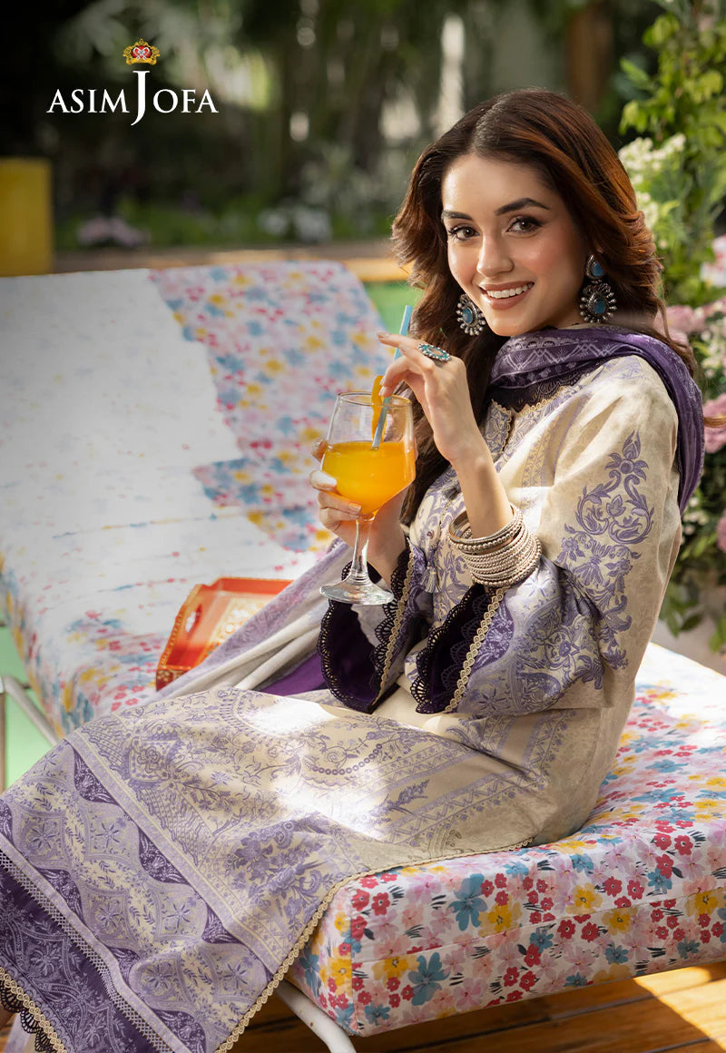 Asim Jofa Basic Digital Printed Lawn Unstitched 3Pc Suit AJGB-08