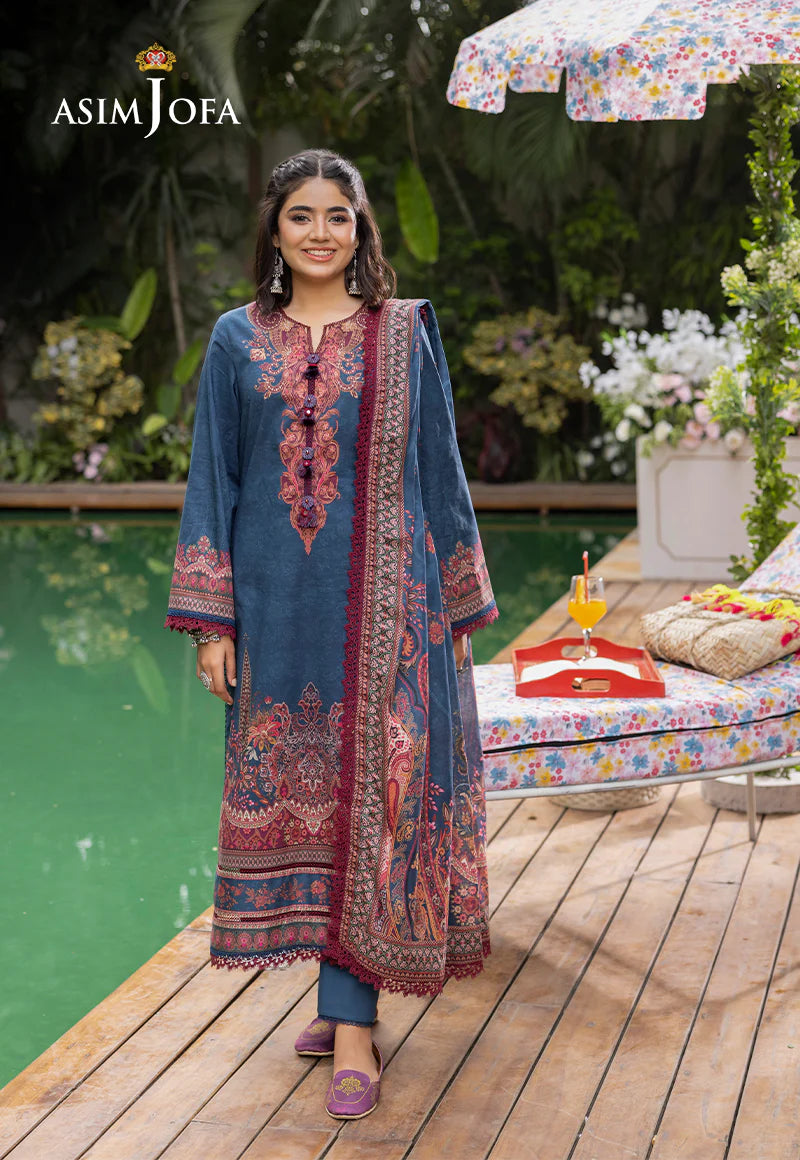 Asim Jofa Basic Digital Printed Lawn Unstitched 3Pc Suit AJGB-09