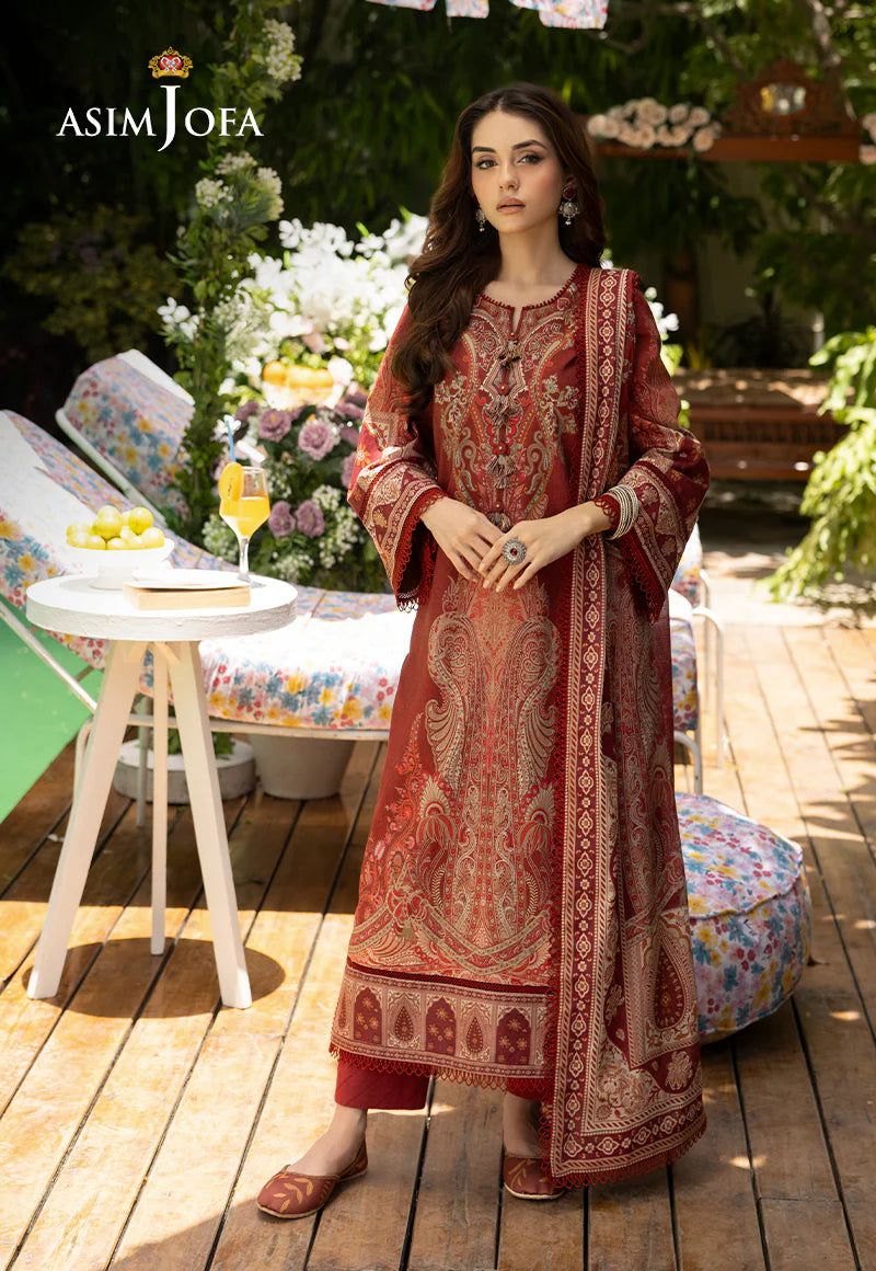 Asim Jofa Basic Digital Printed Lawn Unstitched 3Pc Suit AJGB-16