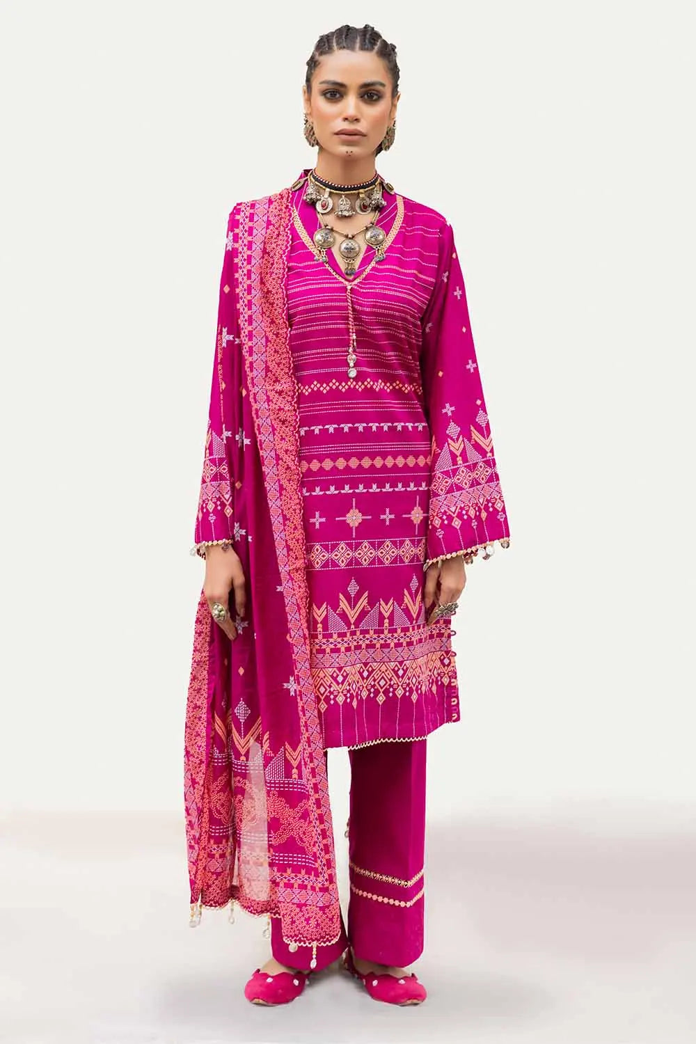 Gul Ahmad Summer Printed Lawn Unstitched 3Pc Suit-CL42142