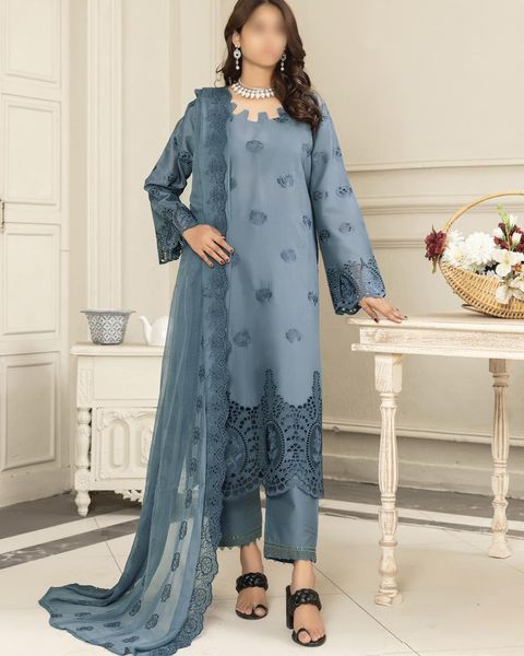 LAIBA BY SMF LUXURY LAWN DAMAN BOORING UNSTITCHED SUIT-09