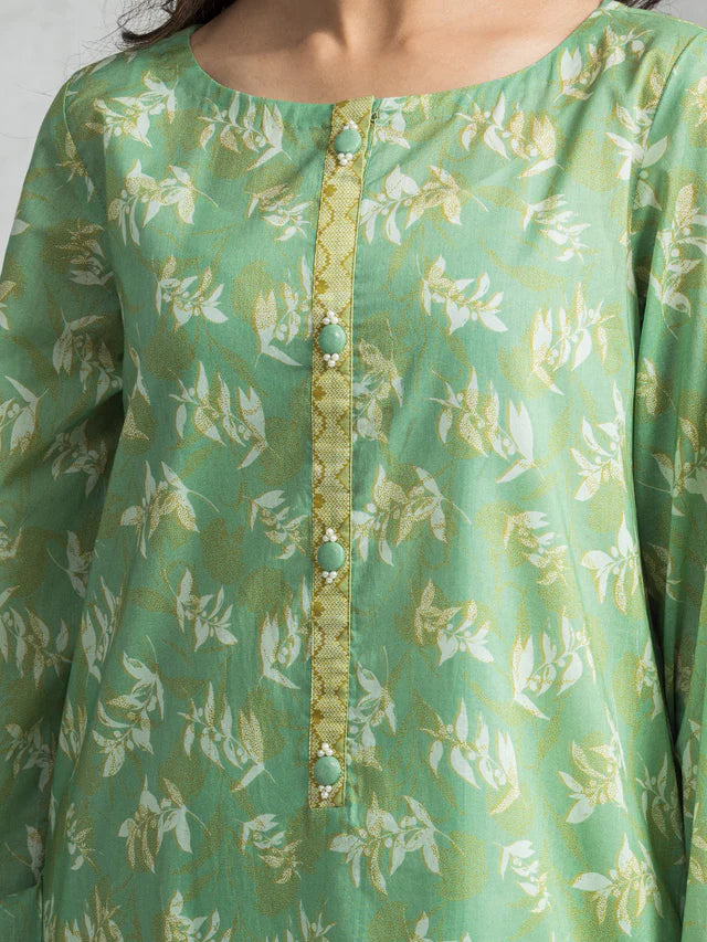 edenrobe Unstitched Green Lawn 3 Piece Suit EWU24A1-28217-3P