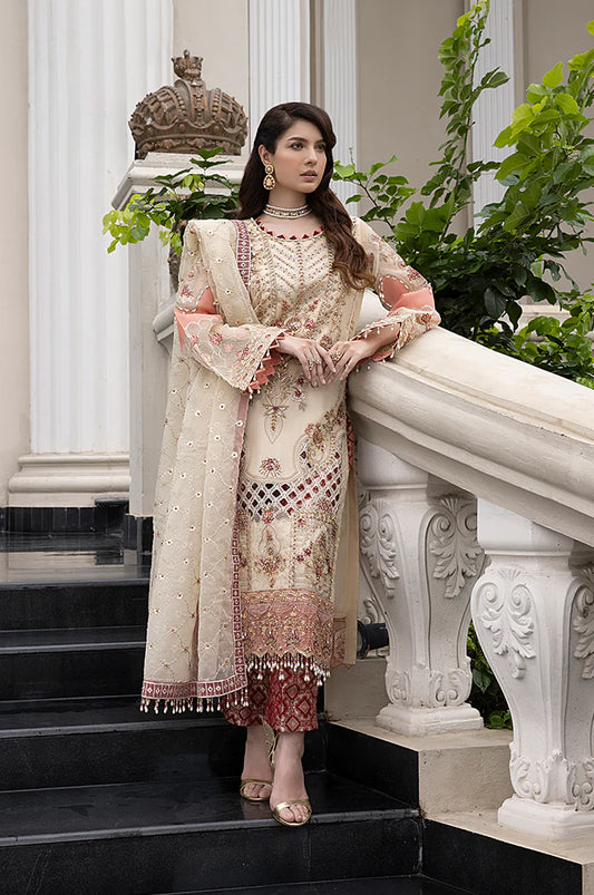 Razab Maharani Luxury Embroidered chiffon Hand Made 3pc Suit -MAR-01