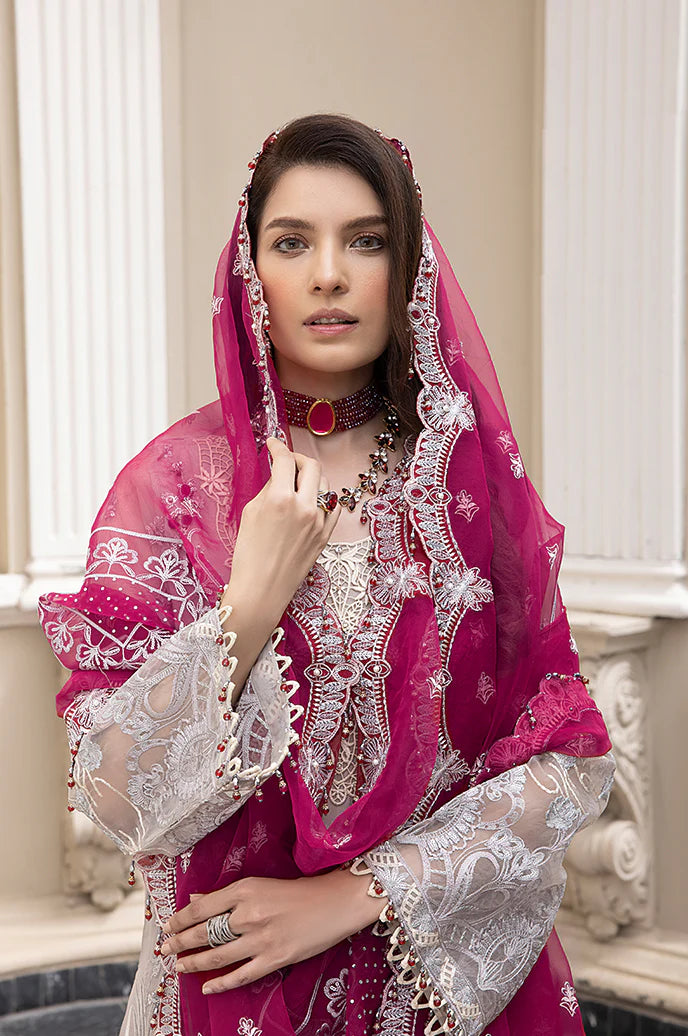 Razab Maharani Luxury Embroidered chiffon Hand Made 3pc Suit -MAR-02