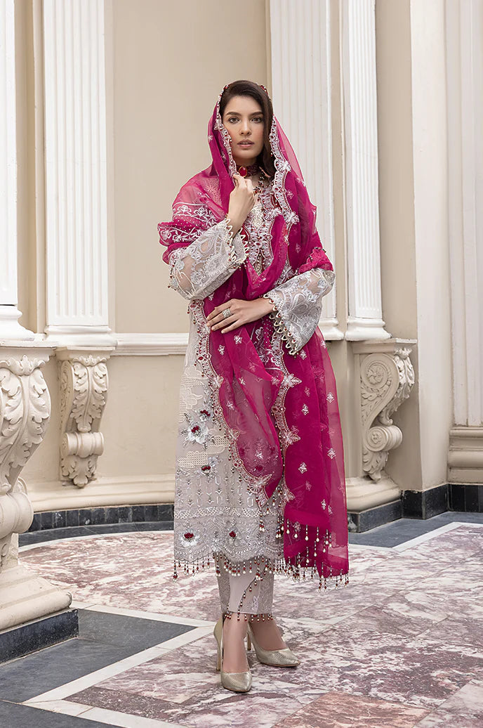 Razab Maharani Luxury Embroidered chiffon Hand Made 3pc Suit -MAR-02