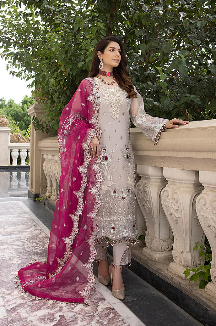 Razab Maharani Luxury Embroidered chiffon Hand Made 3pc Suit -MAR-02