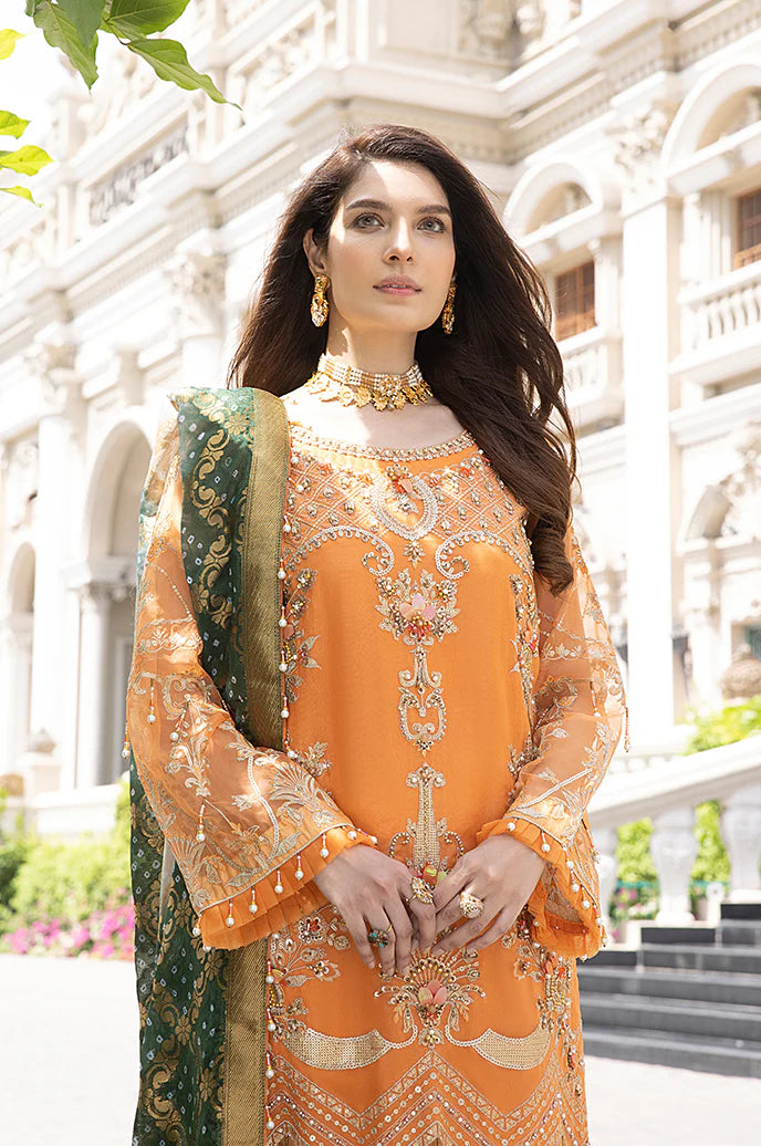 Razab Maharani Luxury Embroidered chiffon Hand Made 3pc Suit -MAR-03