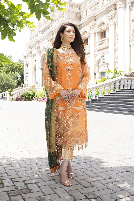 Razab Maharani Luxury Embroidered chiffon Hand Made 3pc Suit -MAR-03