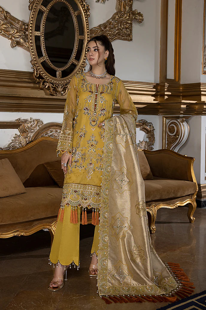 Razab Maharani Luxury Embroidered chiffon Hand Made 3pc Suit -MAR-06