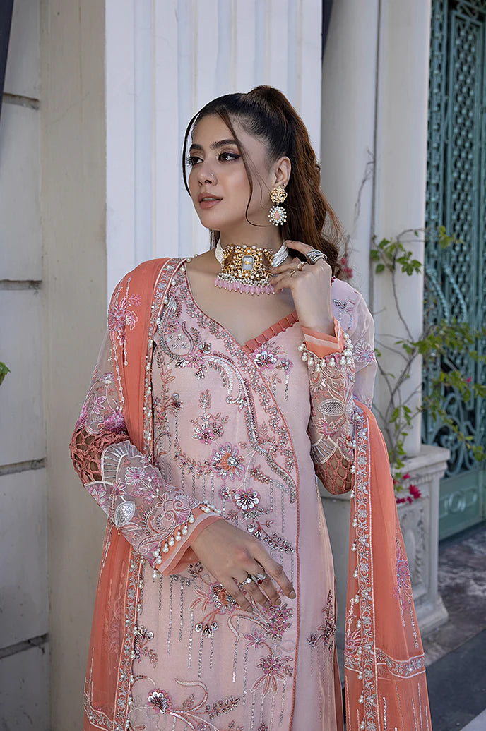 Razab Maharani Luxury Embroidered chiffon Hand Made 3pc Suit -MAR-08