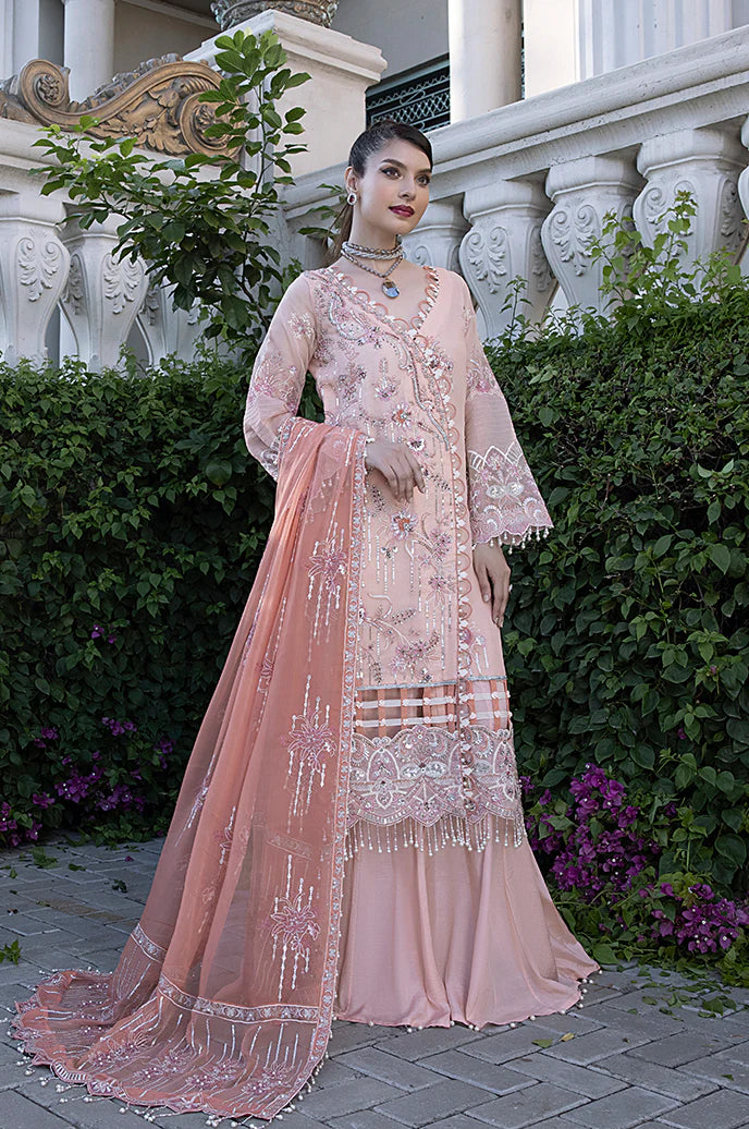 Razab Maharani Luxury Embroidered chiffon Hand Made 3pc Suit -MAR-08