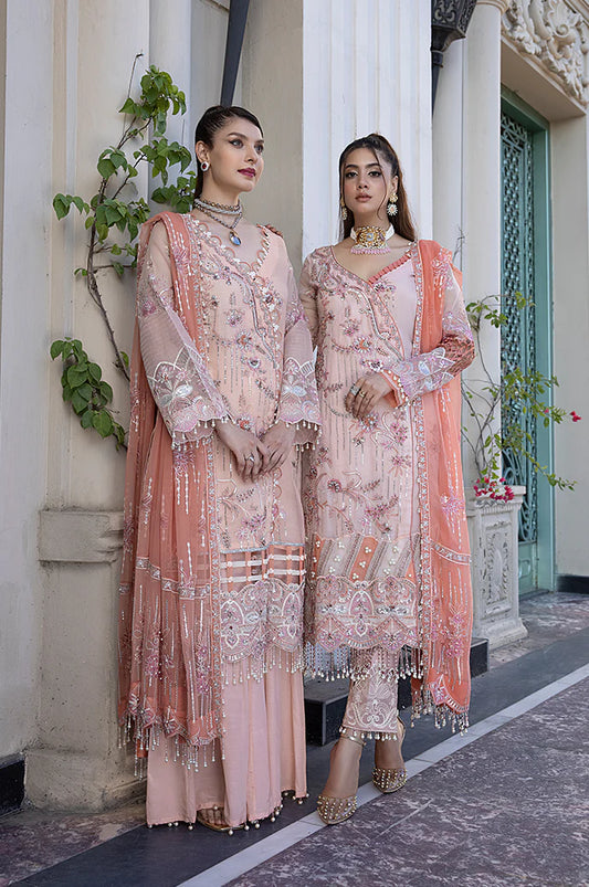 Razab Maharani Luxury Embroidered chiffon Hand Made 3pc Suit -MAR-08