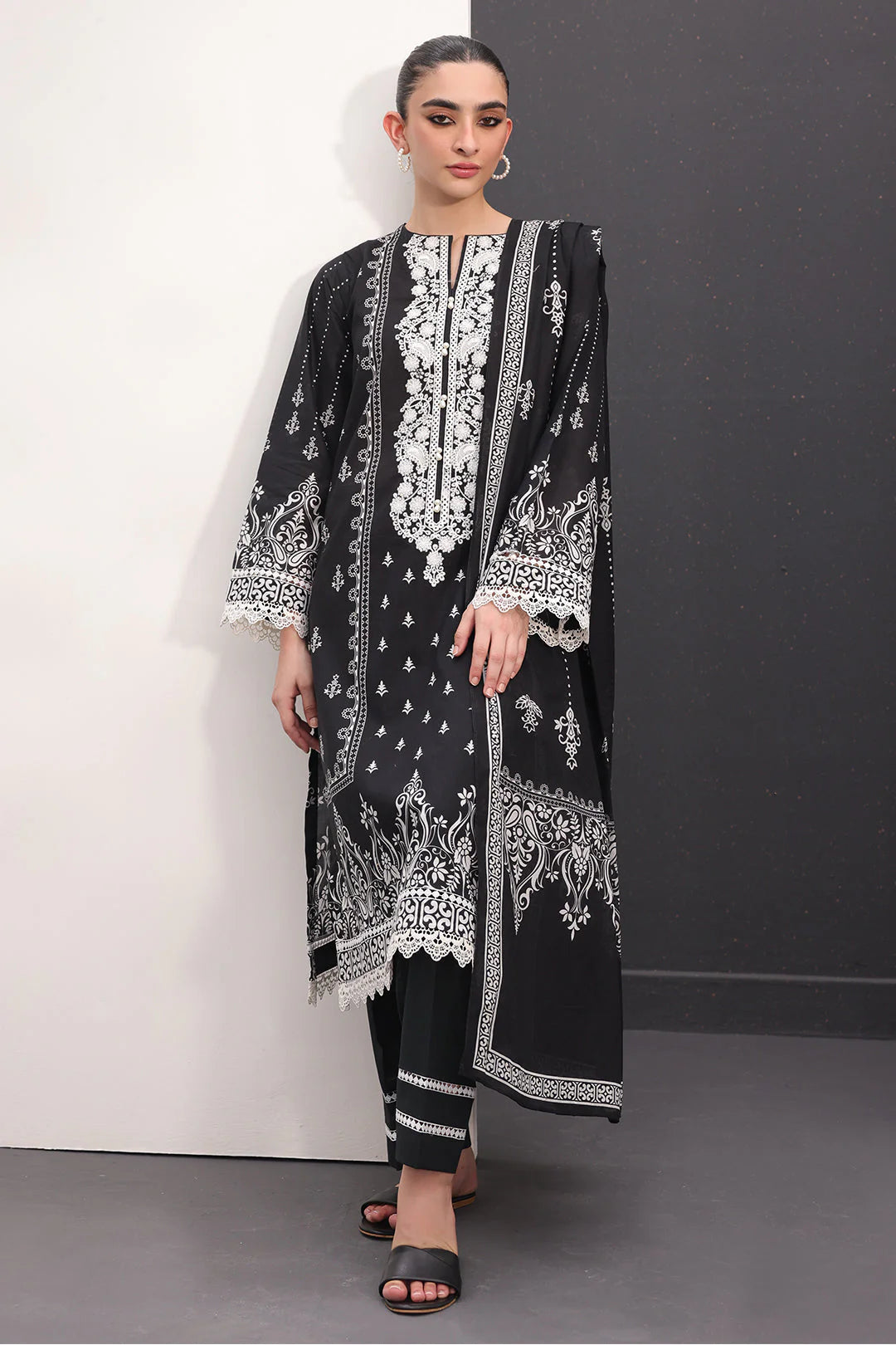 Zellbury Monochrome Embroidered Lawn Unstitched 2Pc Suit WUS24E21496