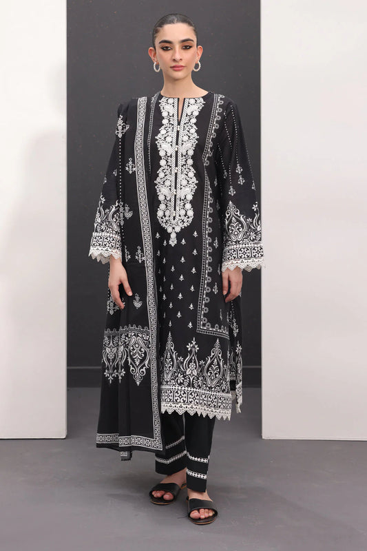 Zellbury Monochrome Embroidered Lawn Unstitched 2Pc Suit WUS24E21496