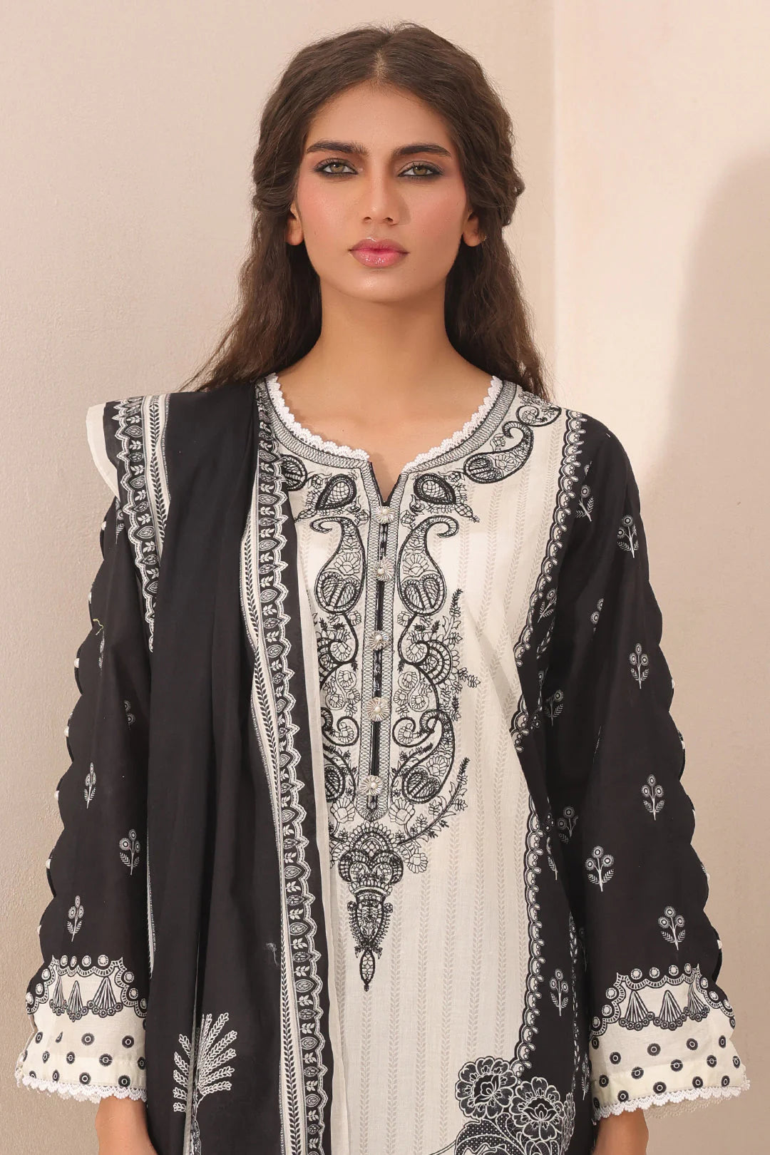 Zellbury Monochrome Embroidered Lawn Unstitched 2Pc Suit WUS24E21499