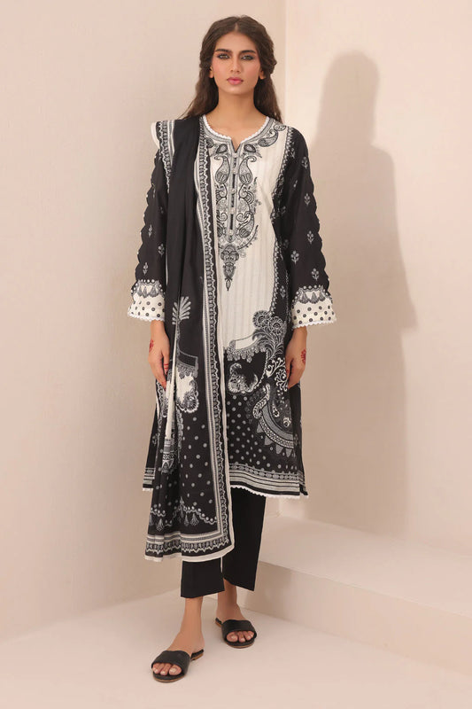 Zellbury Monochrome Embroidered Lawn Unstitched 2Pc Suit WUS24E21499